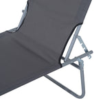 Folding Sun Lounger Deck Chair with Sunshade 187x58x36 cm, Grey