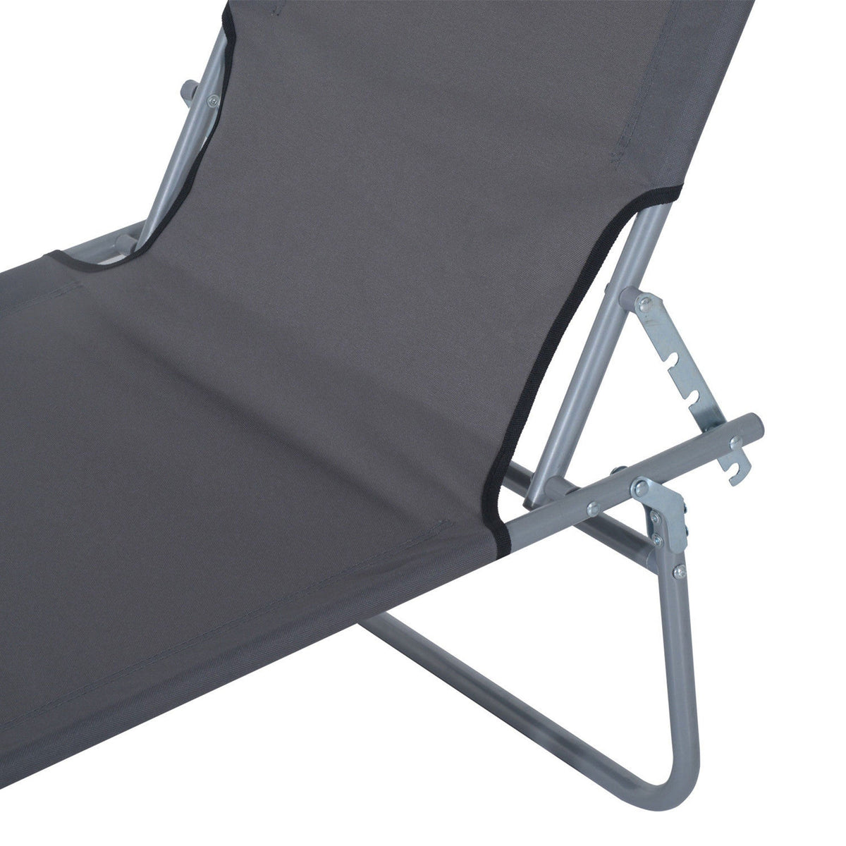 Folding Sun Lounger Deck Chair with Sunshade 187x58x36 cm, Grey