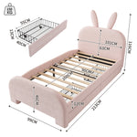 Flat Bed 90x200cm Cartoon Rabbit Shape 2 Drawers - Pink