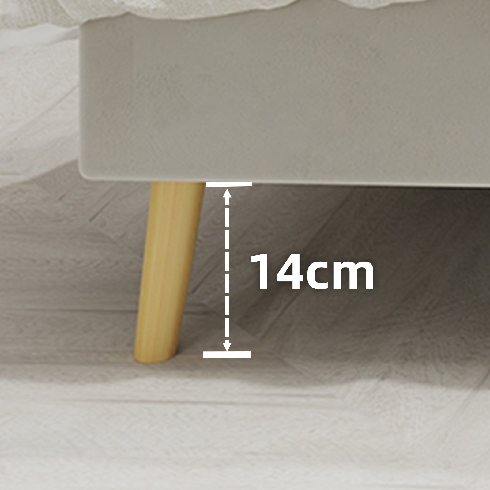 Upholstered Bed, Minimalist Plush Headboard 140x200cm, Beige