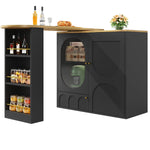 Bar Table 360° Rotating Counter with Storage, White/Black
