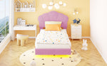 Upholstered Bed 90x200cm, Cloud Headboard & LED, Pink Velvet