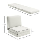 Folding Velvet Sofa Bed, 3-in-1, Storage, Cream White
