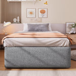 Upholstered Platform Bed 90x200cm Hydraulic Storage & Drawer, Grey