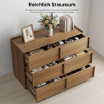 Chest of Drawers with Six Drawers and Modern Storage, 127 x 48 x 80 cm, Oak Color