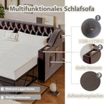 Upholstered Sofa Bed with USB & Storage, Dark Grey Velvet