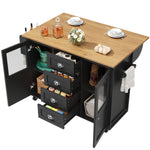 Extendable Kitchen Island Mobile Storage Drawers Spice Rack - White/Black