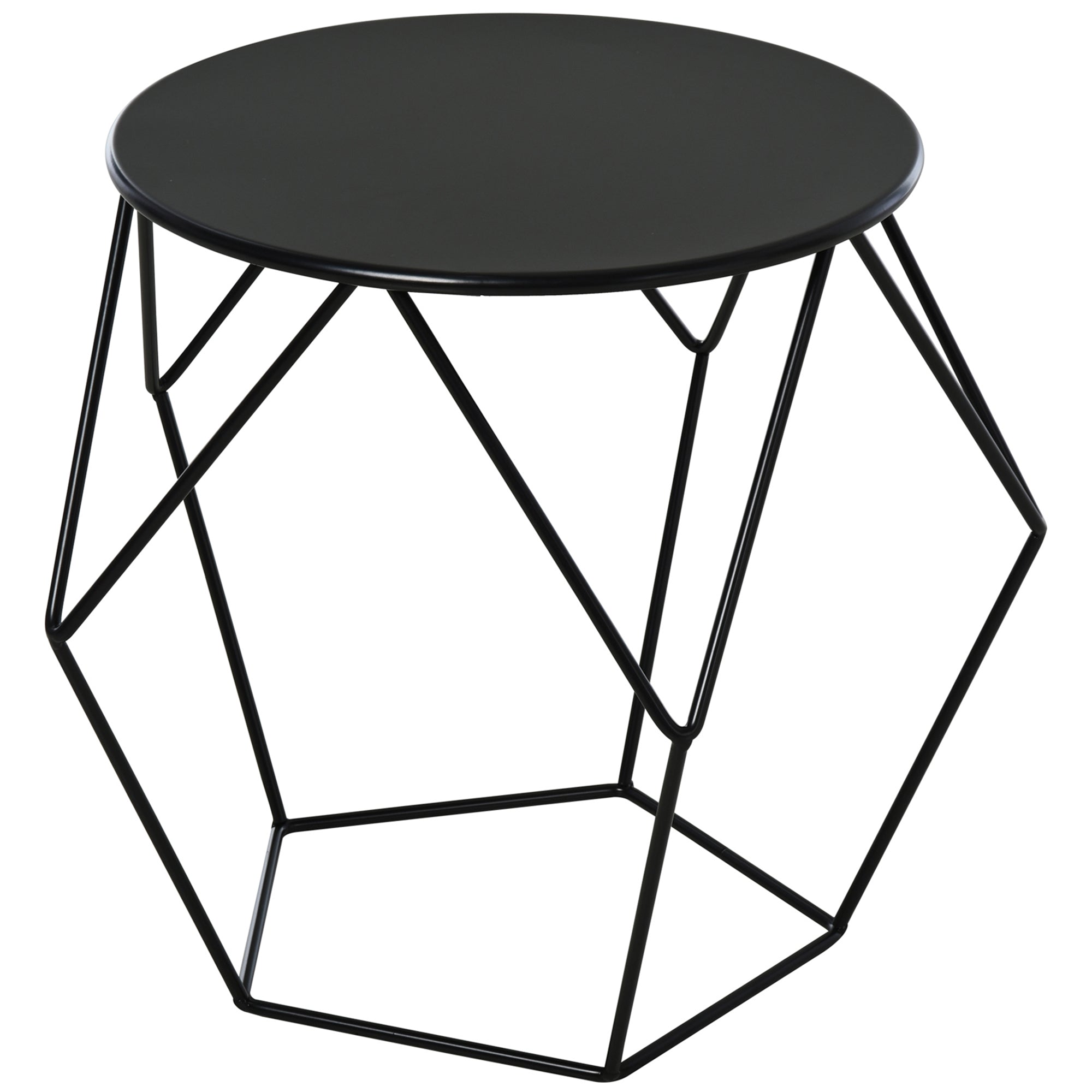 Round Coffee Table with Storage, Nesting, Metal