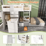 Children's Bunk Bed with Pull-out Desk, Wardrobe, Storage, White