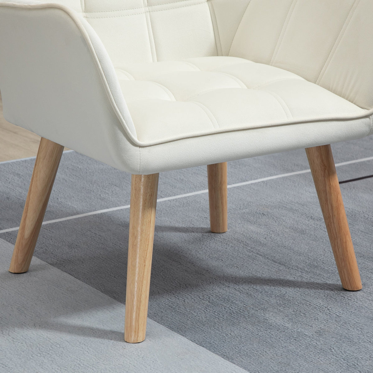 Single Armchair, Raised Legs, Upholstered, Cream