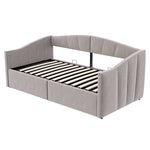 Upholstered Sofa Bed 90x200cm Hydraulic Storage Multifunctional Striped with Armrests Velvet Light Grey