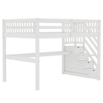 Children's Loft Bed 140x200cm with Storage Drawers & Desk, White