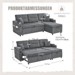 Modern 3-Seater Sofa with Storage, Cup Holders and USB-C Charging, Corduroy
