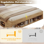Double Bed 180x200cm Storage with LED, USB/Type-C, 2 Drawers & Bedside Tables Natural Wood