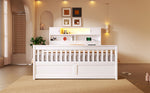 Platform Bed Frame with Storage Shelves, LED, USB and 4 Drawers, 160x200cm, White