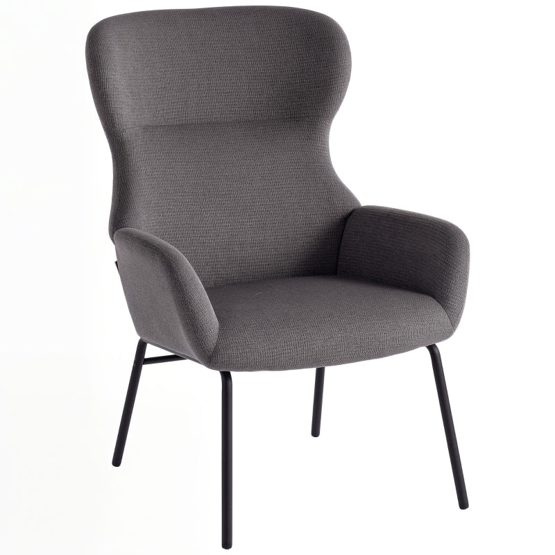 Dining Chair, High Back Thick Padding Metal Legs, Grey