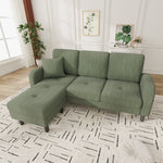 L-shaped Corner Sofa with Chaise Longue, 3-Seater Modular Design, Corduroy Fabric