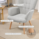 Wingback Chair with Footstool, Upholstered Relaxing Chair, Grey Corduroy