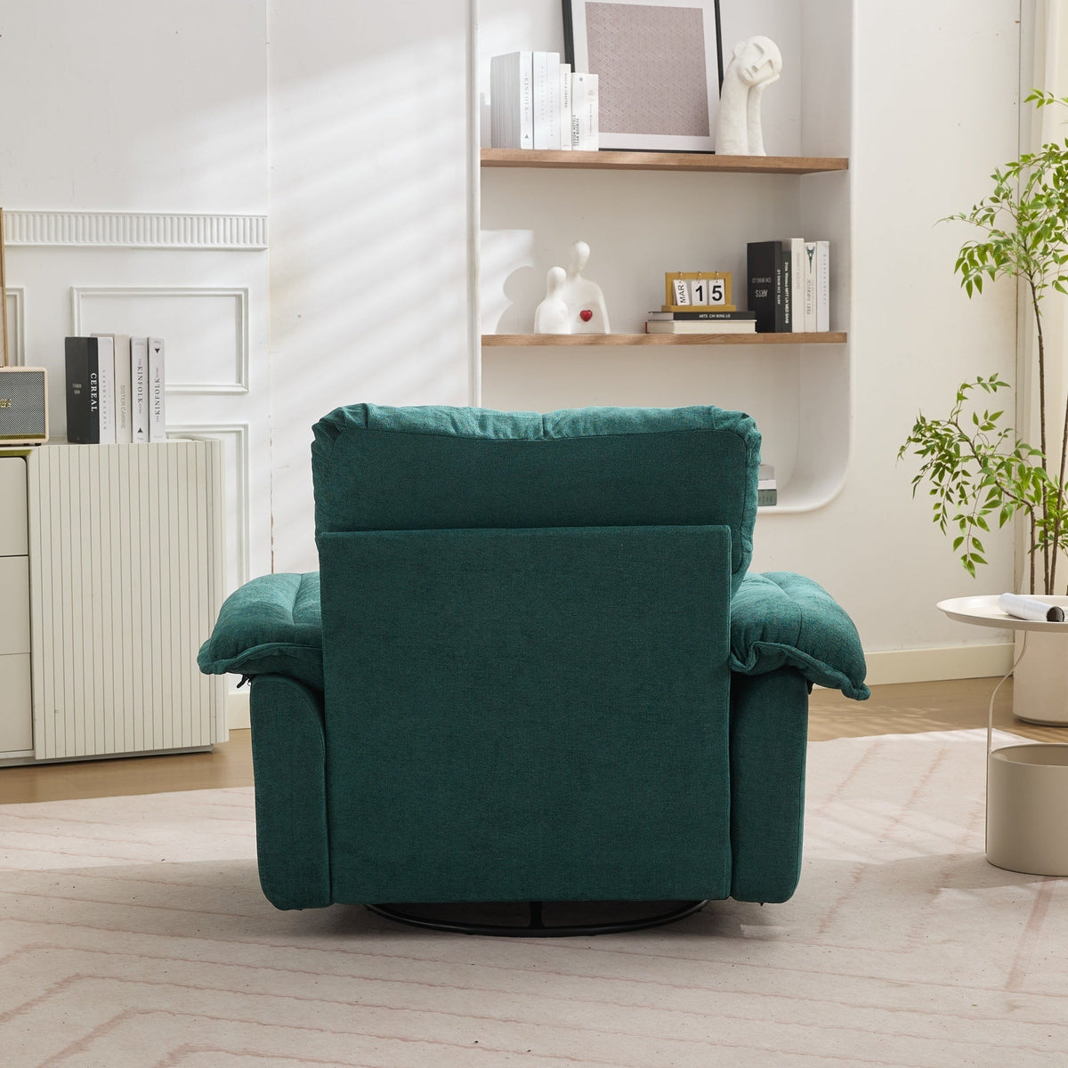 360° Swivel Armchair, Oversized with Support Cushion, Chenille