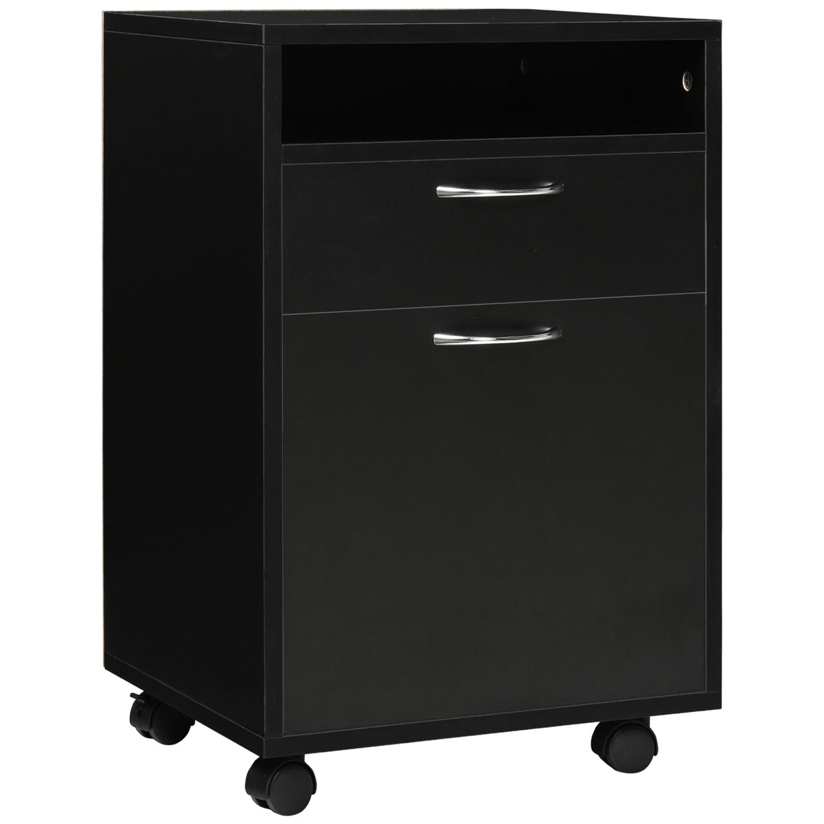 Mobile Filing Cabinet with Drawer, Space-Saving, Functional, Black