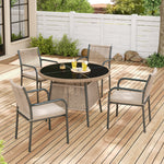 Modern Garden Furniture Set with Round Table & 4 Chairs, Rattan