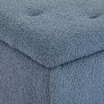 bench with storage space, upholstered, folding lid, blue