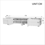 TV Cabinet Modern Low Stand 175x38x37cm - White