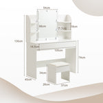 Dressing Table with Stool, LED Lighted Mirror, White