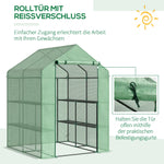 Walk-in Greenhouse, 8 Shelves for Tomatoes Optimal Plant Care, Steel & PE Plastic, Green