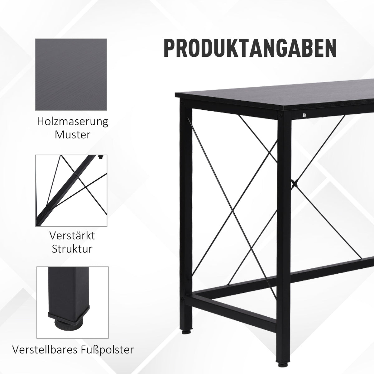 L-shaped Corner Computer Desk, 150x150x76cm Modern Office/Home Desk, Black MDF