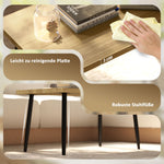 Coffee Table Set of 2, Side Tables with Steel Frame, Natural