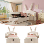 Youth Bed 90x200cm with Storage & Bedside Table, Beige Velvet