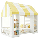 Children's Canopy Bed 90x200cm with Storage, Wooden Frame, White