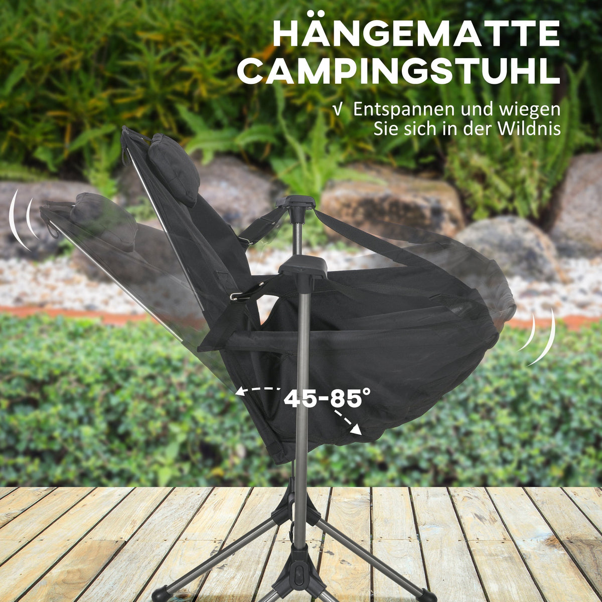 Hammock Camping Chair, Foldable 120kg, Black Oxford