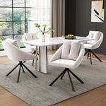 Swivel Dining Chair Modern Ergonomic - Beige Velvet
