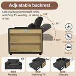 Sofa Bed, Folding with Storage, Cup Holder, USB, Gray