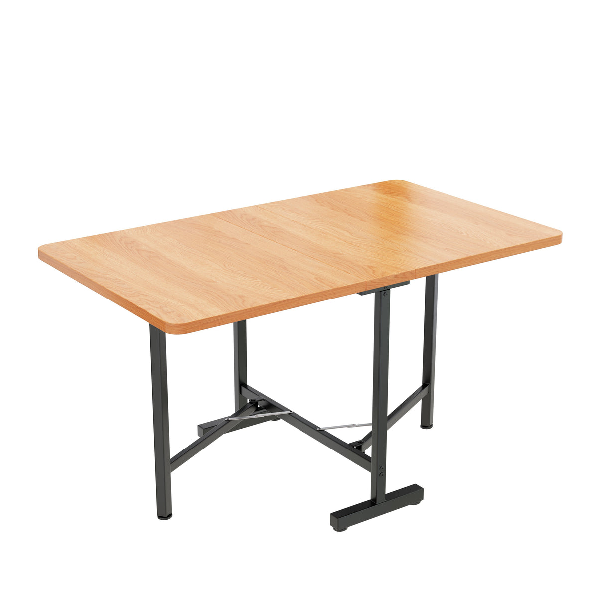 Extendable Dining Table 120x80 cm Foldable Modern Minimalist Natural Color