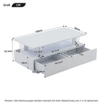 LED Coffee Table, Storage, Double-Layer Rectangular with Bluetooth App, White