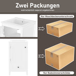 Floor-standing Bathroom Cabinet with Ceramic Sink and Storage Drawer, White