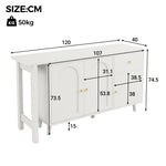 Desk & Sideboard, 2-in-1 360° Rotatable with 3 Doors & 1 Drawer