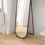 Full-Length Mirror, 160 x 40 cm Wall/Standing Oval Metal Black