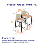 Height-adjustable Bar Stool Set of 2 with Backrest and Footrest, Beige Chenille