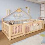 Flatbed 90x190cm House Rail Lockable Railing - Natural Pine Wood
