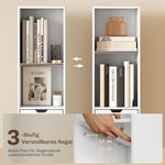 Bookshelf 6-Tier Adjustable Drawer Cabinet White