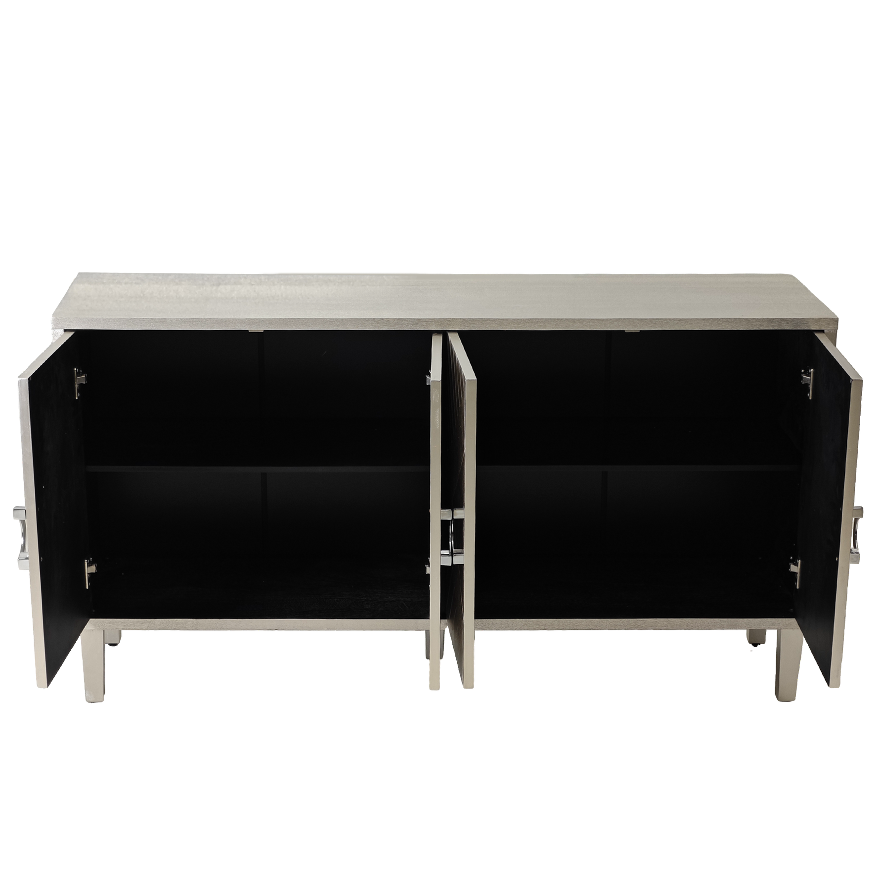 Storage Cabinet, 152CM 4-Door with Pine Legs, MDF Champagne