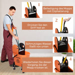 Cleaning Cart with Wringer, 26 Liter Mobile Bucket, 4 Wheels, Orange