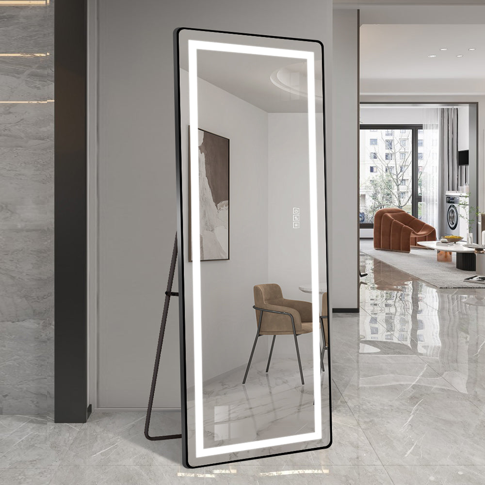 Full-Length Wall Mirror 125x45cm - Natural Wood Frame