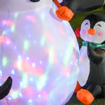Inflatable Snowman with 3 Penguins, LED Lighting, Polyester