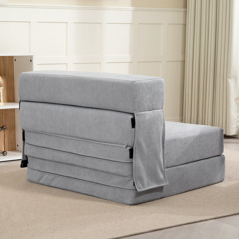 Floor Sofa Upholstered Couch Convertible Mattress Foam Light Grey
