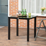 Square Garden Table 80x80cm, 4-Person Tempered Glass Top, Black Aluminum